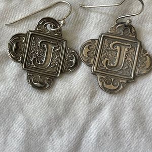 Silver Earrings with Initial J